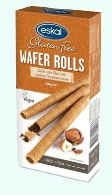 Eskal Gluten Free Hazelnut Cream Wafer Rolls 100g