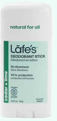 Lafes Organic Aluminium Free Deodorant Stick Cedar and Lime 64g