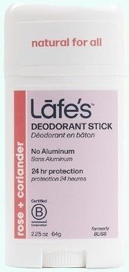 Lafes Organic Aluminium Free Deodorant Stick Rose and Coriander 64g