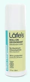 Lafes Organic Aluminium Free Roll On Deodorant Citrus and Bergamot 88ml