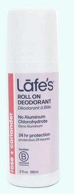 Lafes Organic Aluminium Free Roll On Deodorant Rose and Coriander 88ml