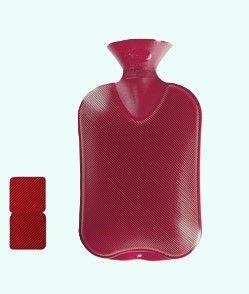 Fashy Hot Water Bottle Double Rib Red 2 litre
