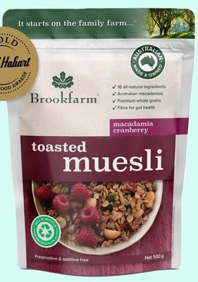 Brookfarm Muesli&nbsp;Toasted&nbsp;Macadamia Cranberry&nbsp;500gm