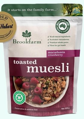 Brookfarm Muesli&nbsp;Toasted&nbsp;Macadamia Cranberry&nbsp;500gm