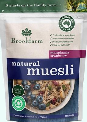 Brookfarm Muesli&nbsp;Natural&nbsp;Macadamia Cranberry&nbsp;500gm