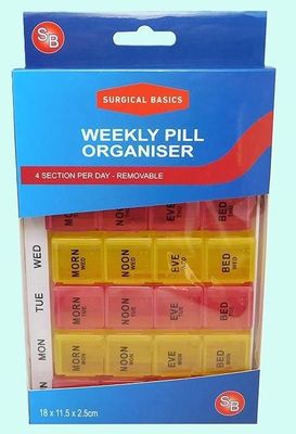 Surgical Basics Pill Box Weekly 4 Sections per Day