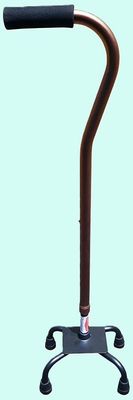 Surgical Basics Walking Stick Adjustable Quad Base Gold 76-99cm