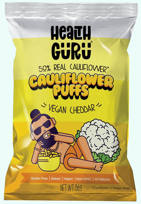 Health Guru Cauliflower Puffs Vegan Cheddar - 12 x 56gm