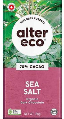 Alter Eco Chocolate Bar Sea Salt 70% Cacao 80gm
