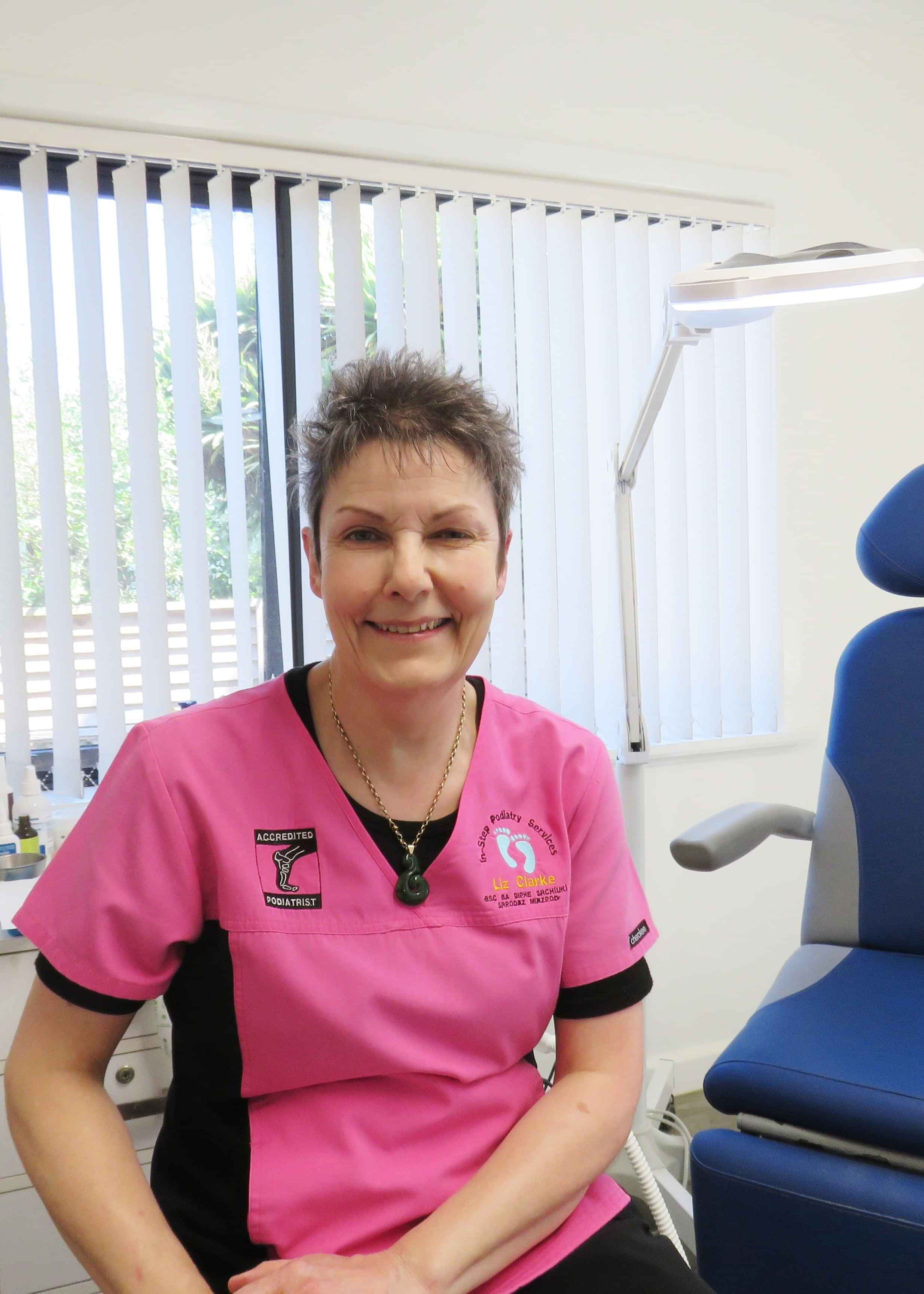 Image of Liz Clark. Podiatry specialist, and owner of Instep Podiatry in Te Awamutu, New Zealand.