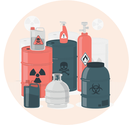 A collection of chemical storage containers