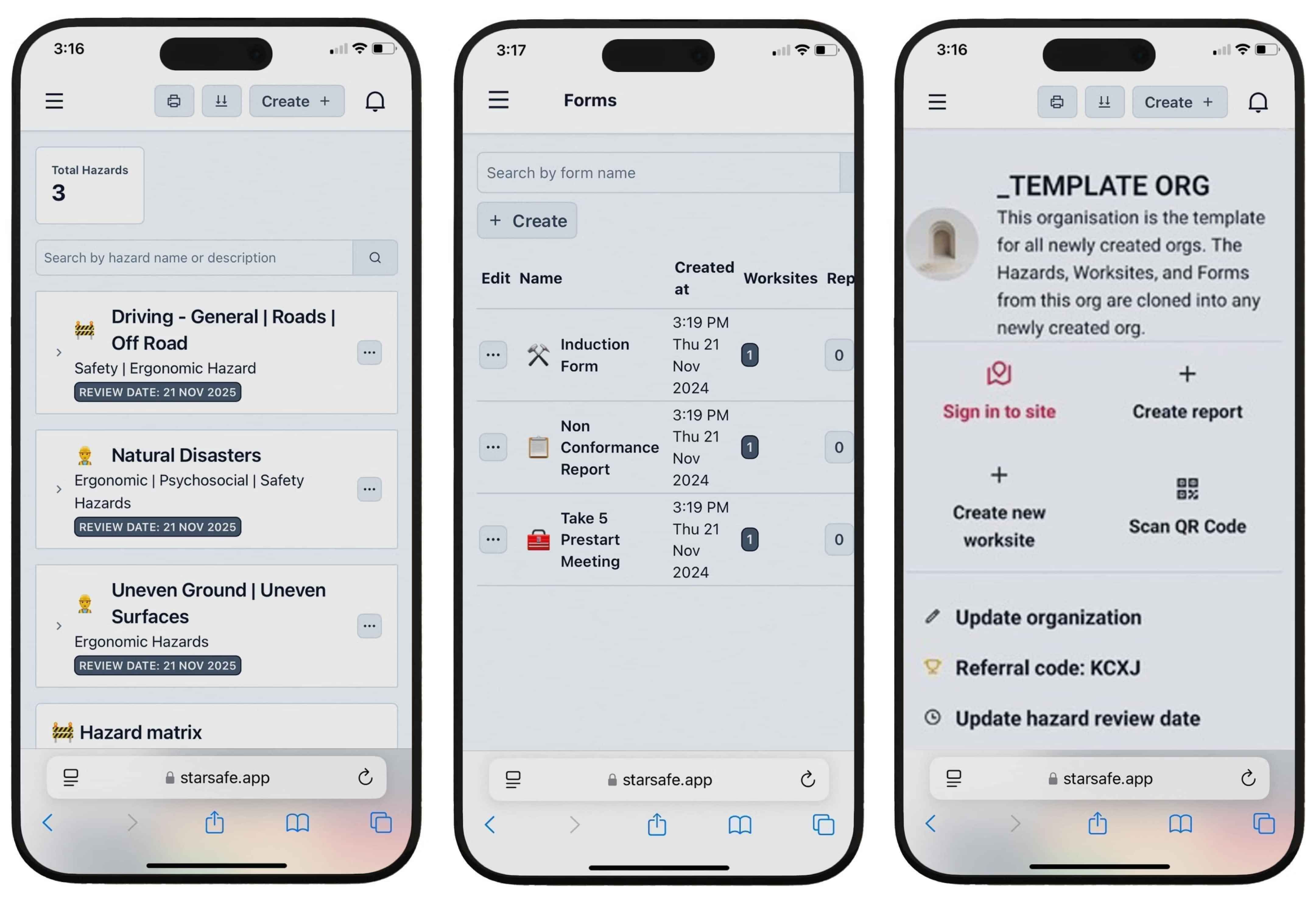 mage of StarSafe Health & Safety App on iPhone. Designed specifically for New Zealand tradesmen and SMEs to simplify workplace safety compliance.