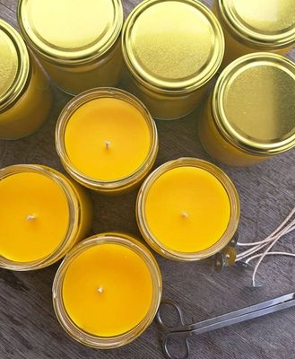 Pure Beeswax Candle in a Glass Jar
