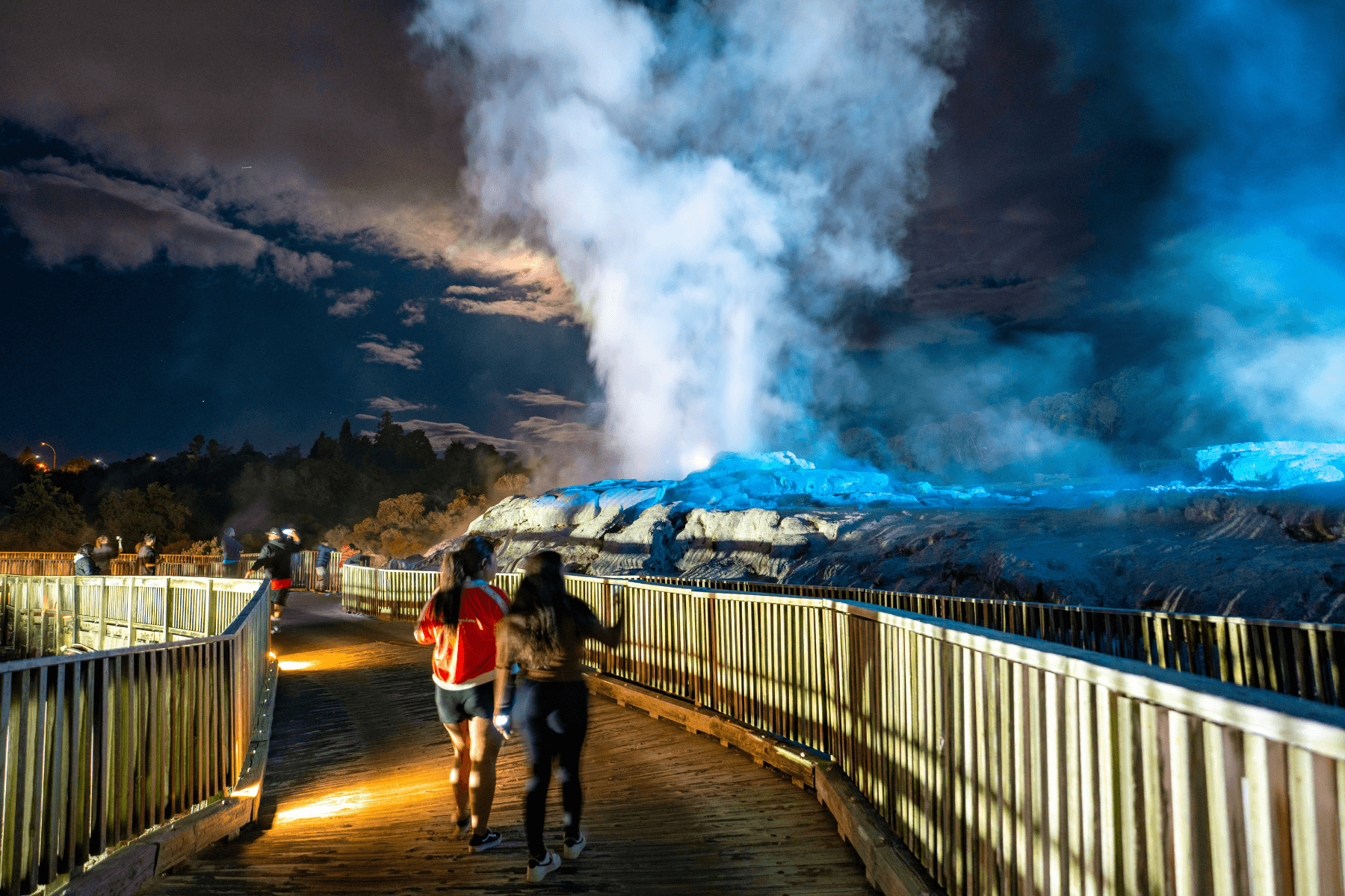 Te Puia Geothermal Geyser at night