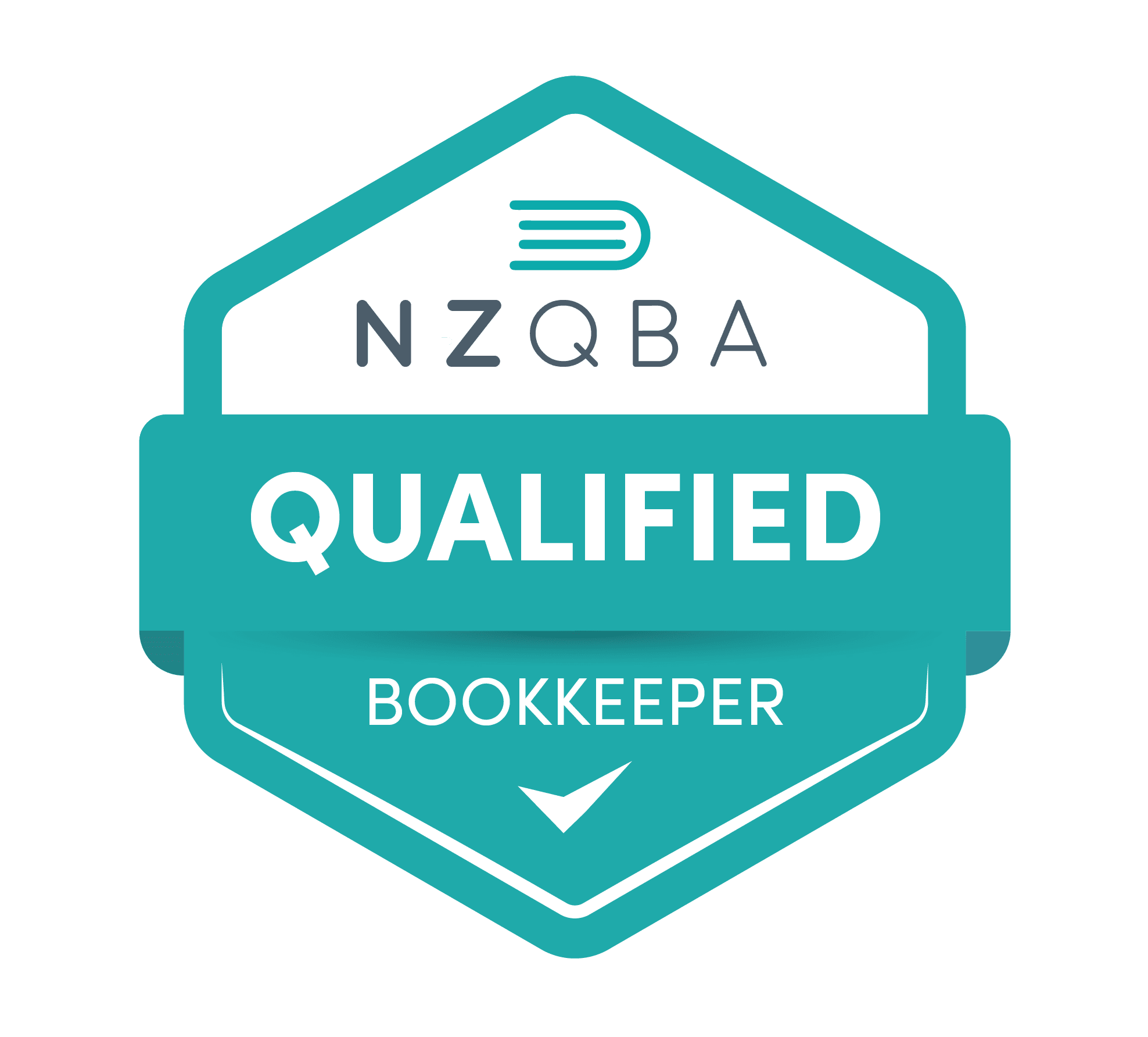 green NZQBA Qualified Bookkeeper logo