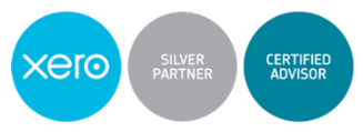 blue Xero logo, grey Xero Silver partner logo, blue Xero Certified Advisor logo