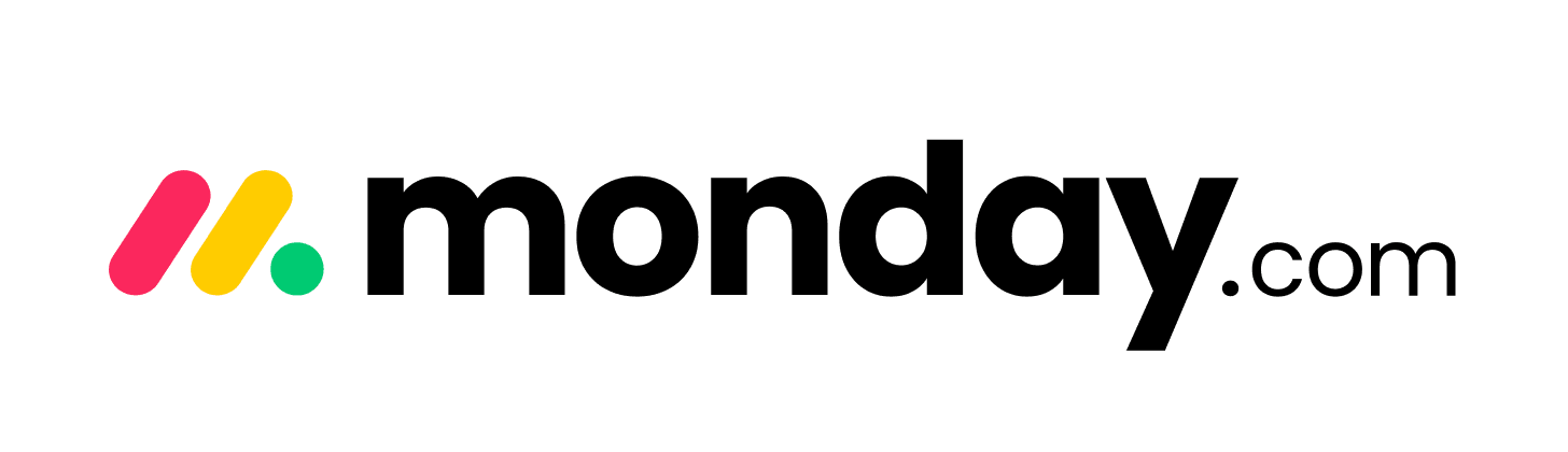 Monday.com logo with red, yellow and green stripes.