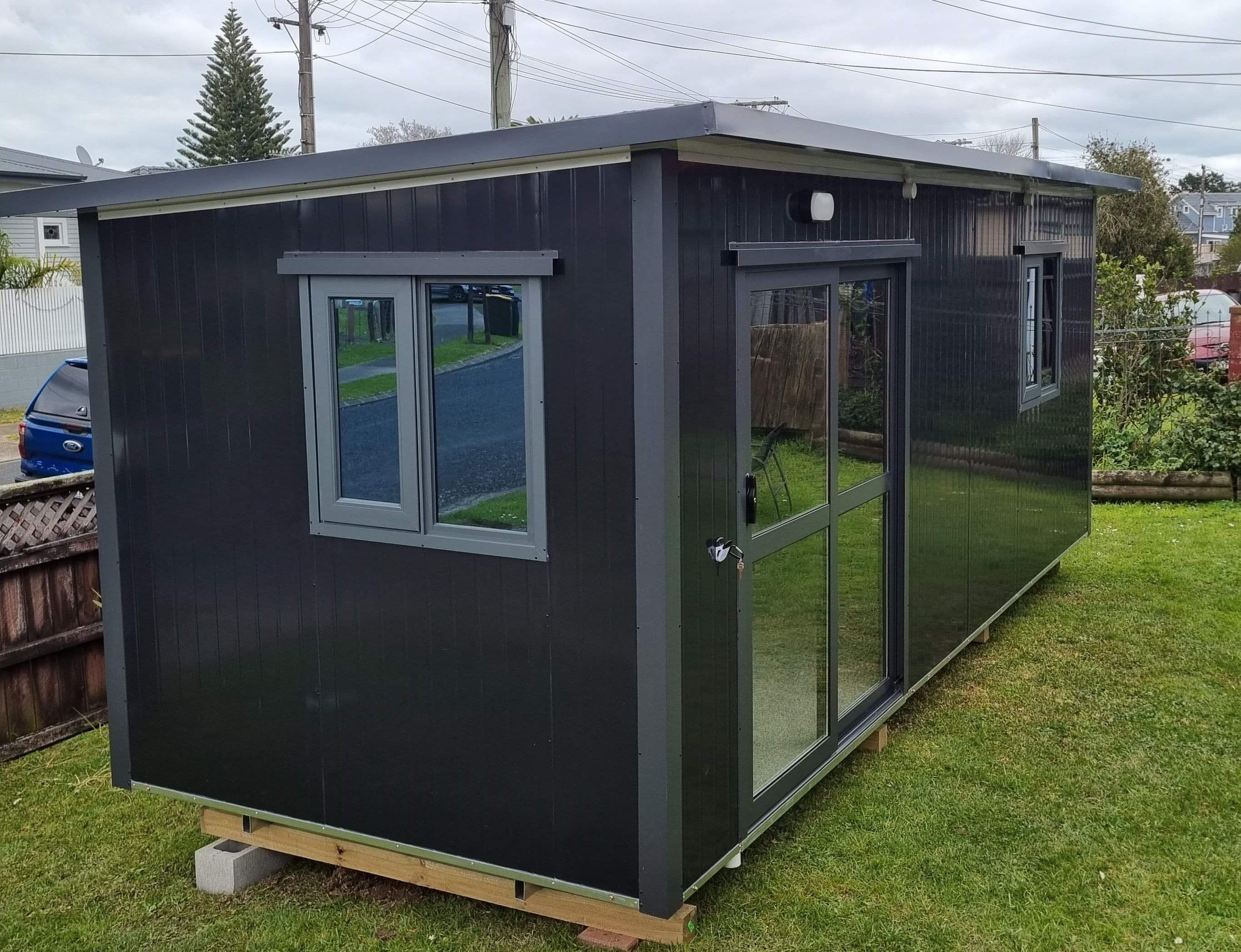 6m x 2.4m white cabin