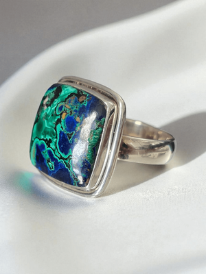 Azurite &amp; Malachite Ring ~ Size 9