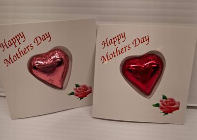 Mothers Day cards with a little Scilla Chocolate Heart attached