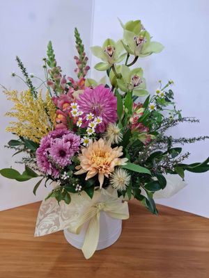 Hat Box of Fresh Flowers Large