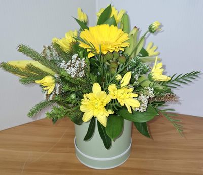 Hat Box of Fresh Flowers Small