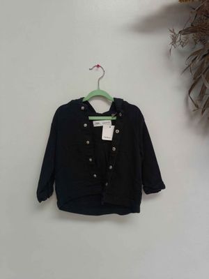Zara black denim hooded jacket (12-18m)