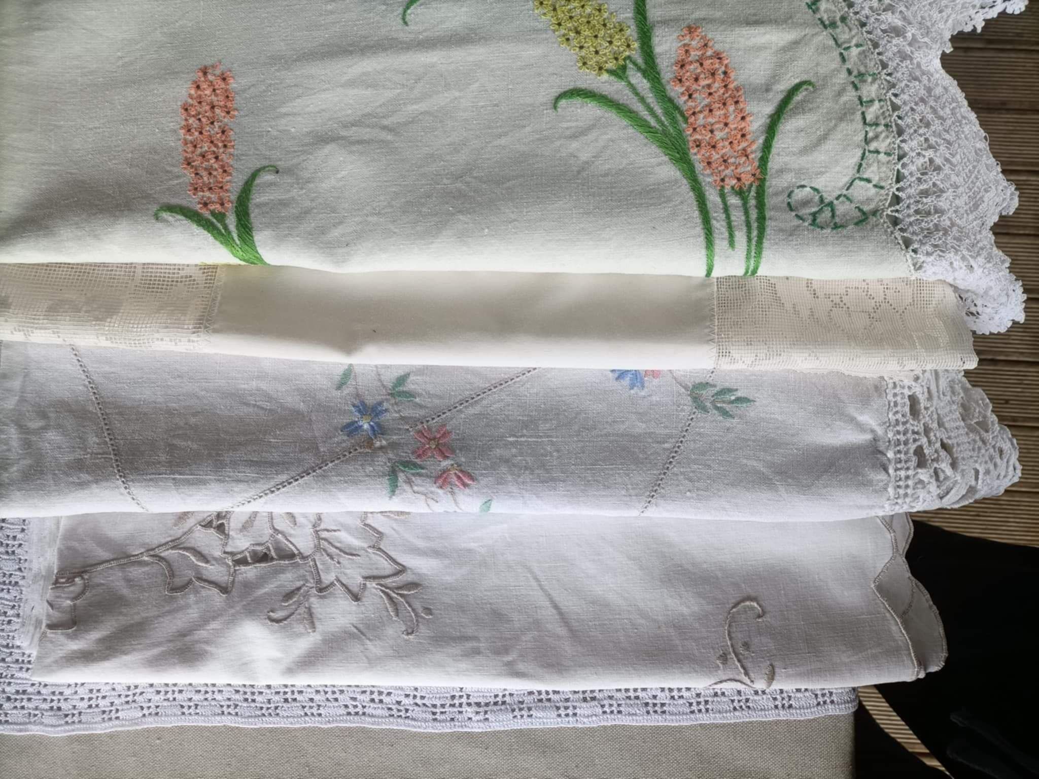 pile of vinatage linen