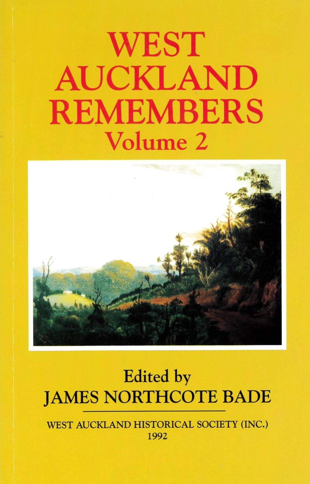 Yellow book cover with a photo of bush and hills