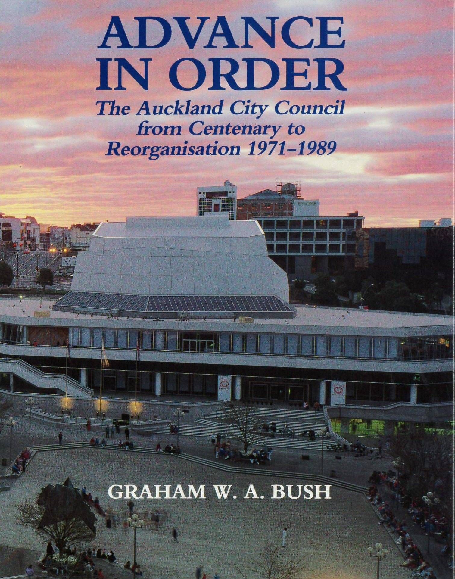 Book cover with a photo of a civic building and a striking sunrise