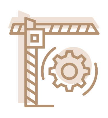 A crane and cog icon