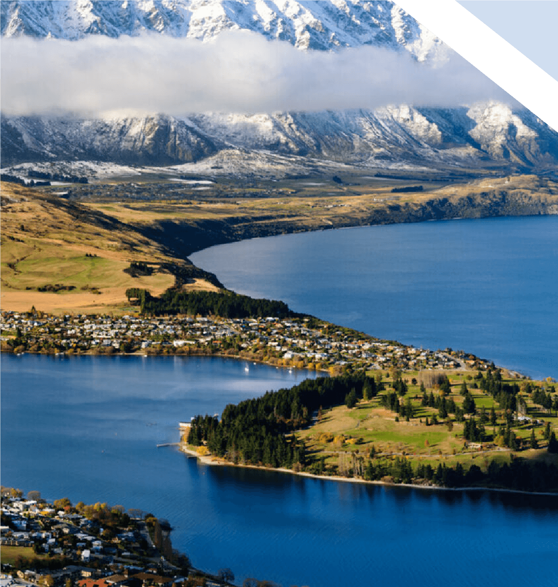 Bird's eye view of Queenstown, New Zealand
