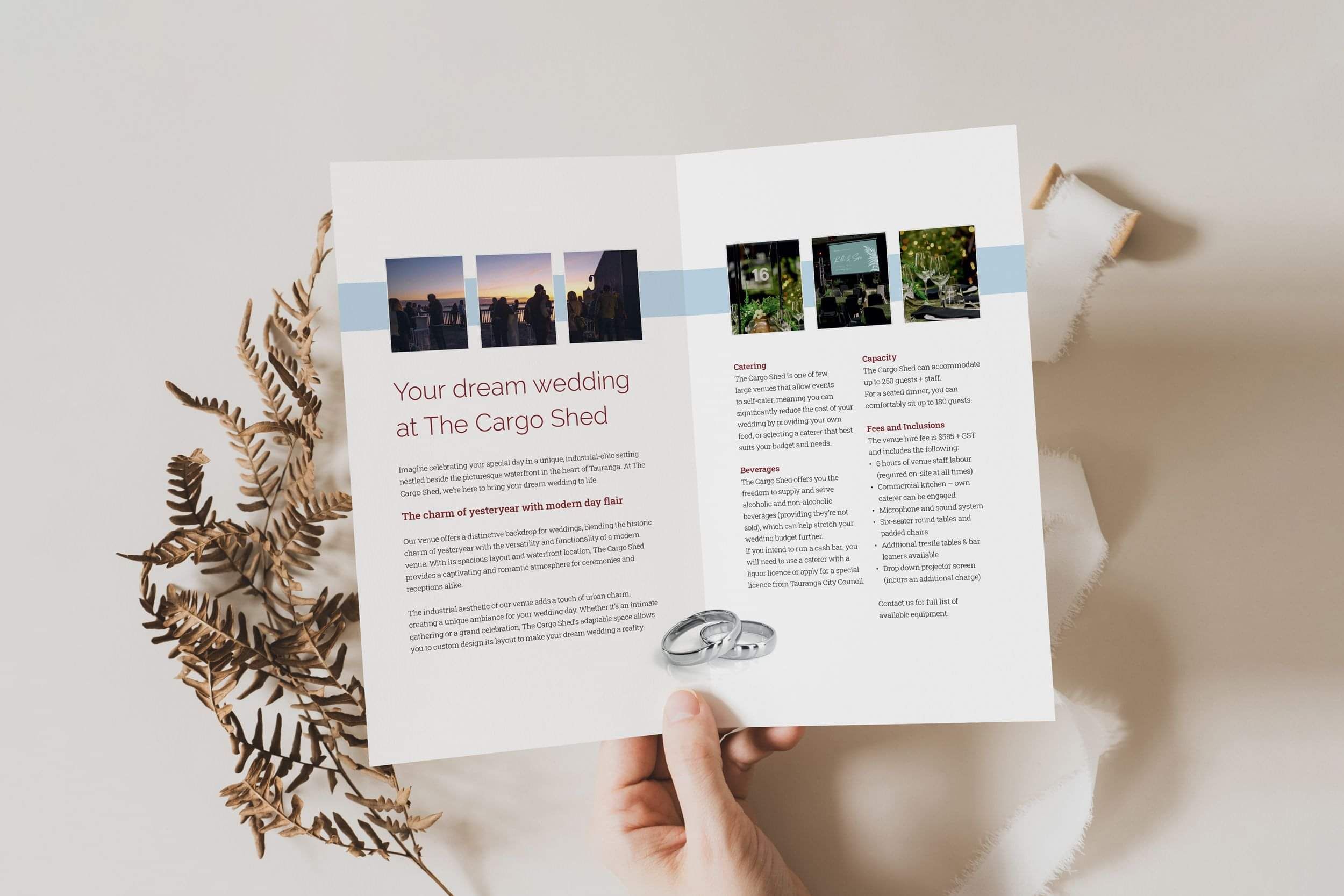 The Cargo Shed Wedding Brochure Design | Wedding Graphic Design