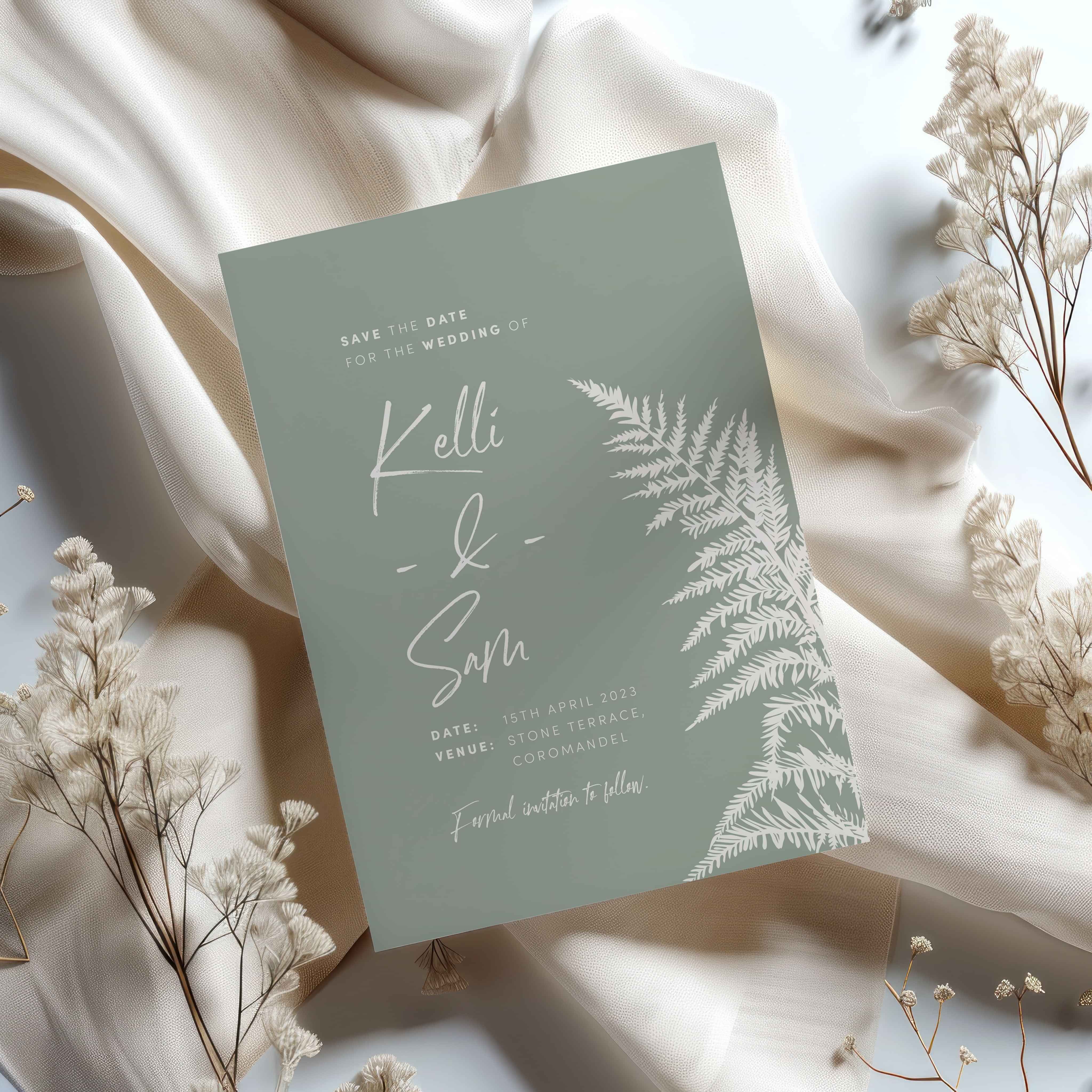 Silver Fern Invite Design | Wedding Graphic Design
