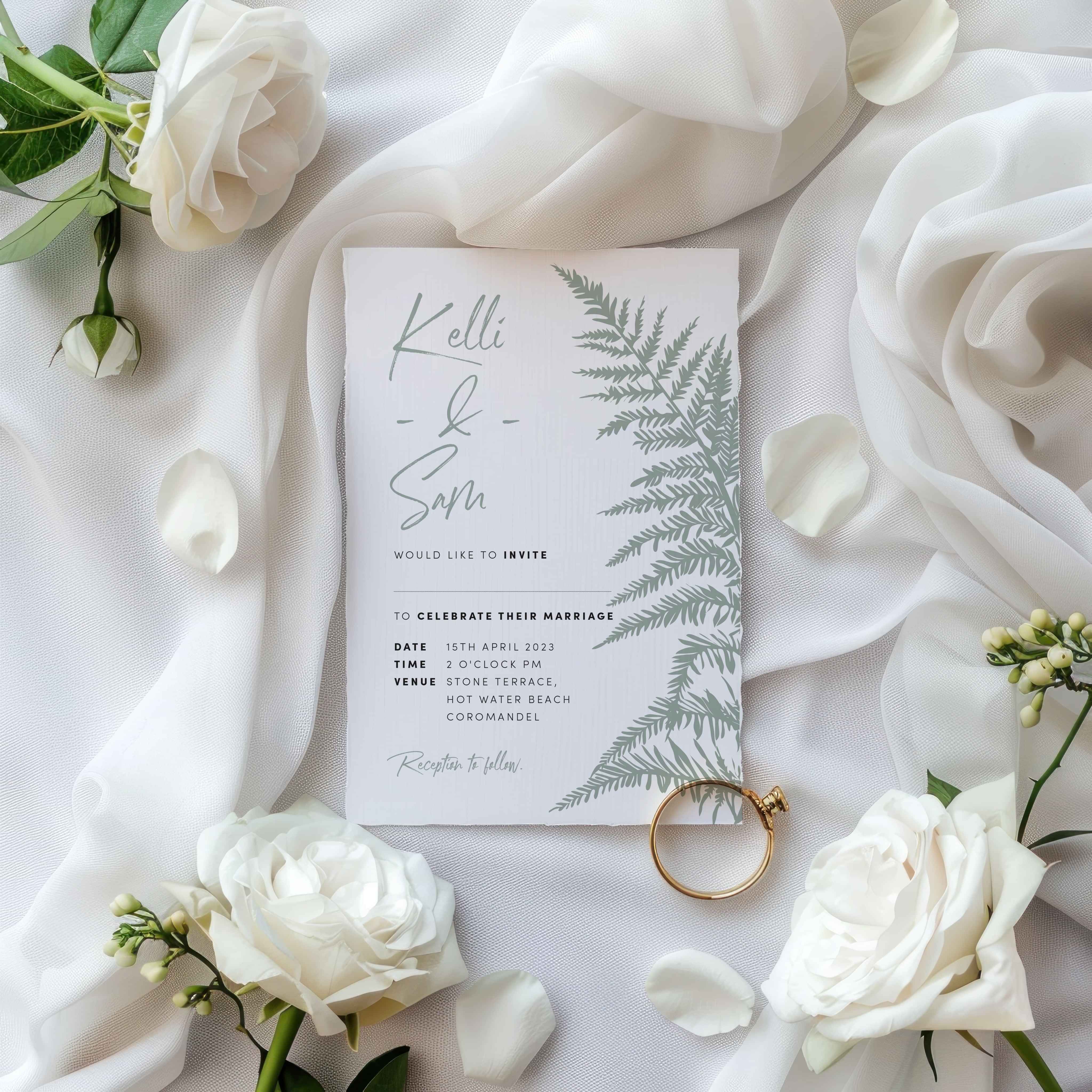 Silver Fern Invite Design | Wedding Graphic Design