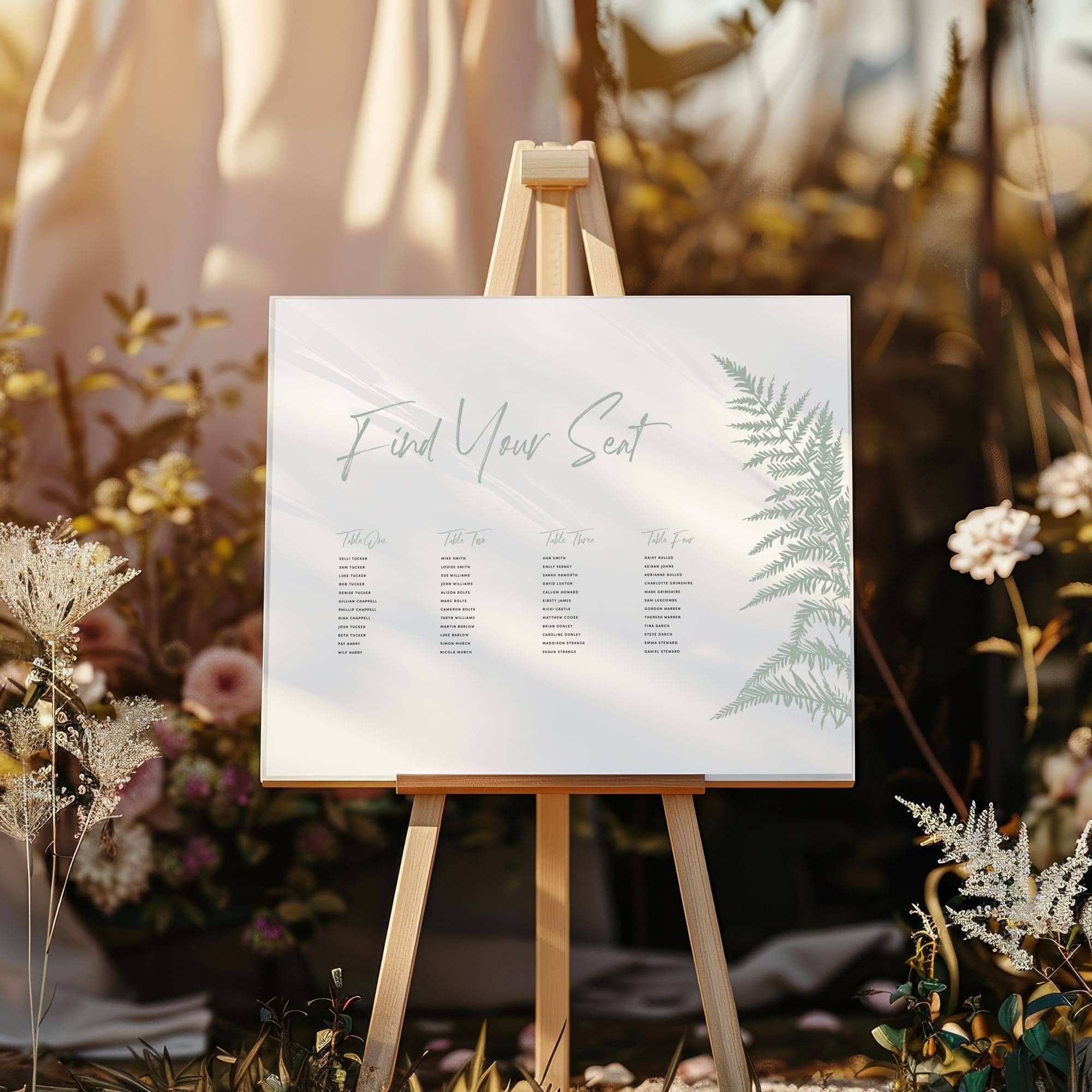 Siler Fern Wedding Seating Chart Design | Wedding Signage Design
