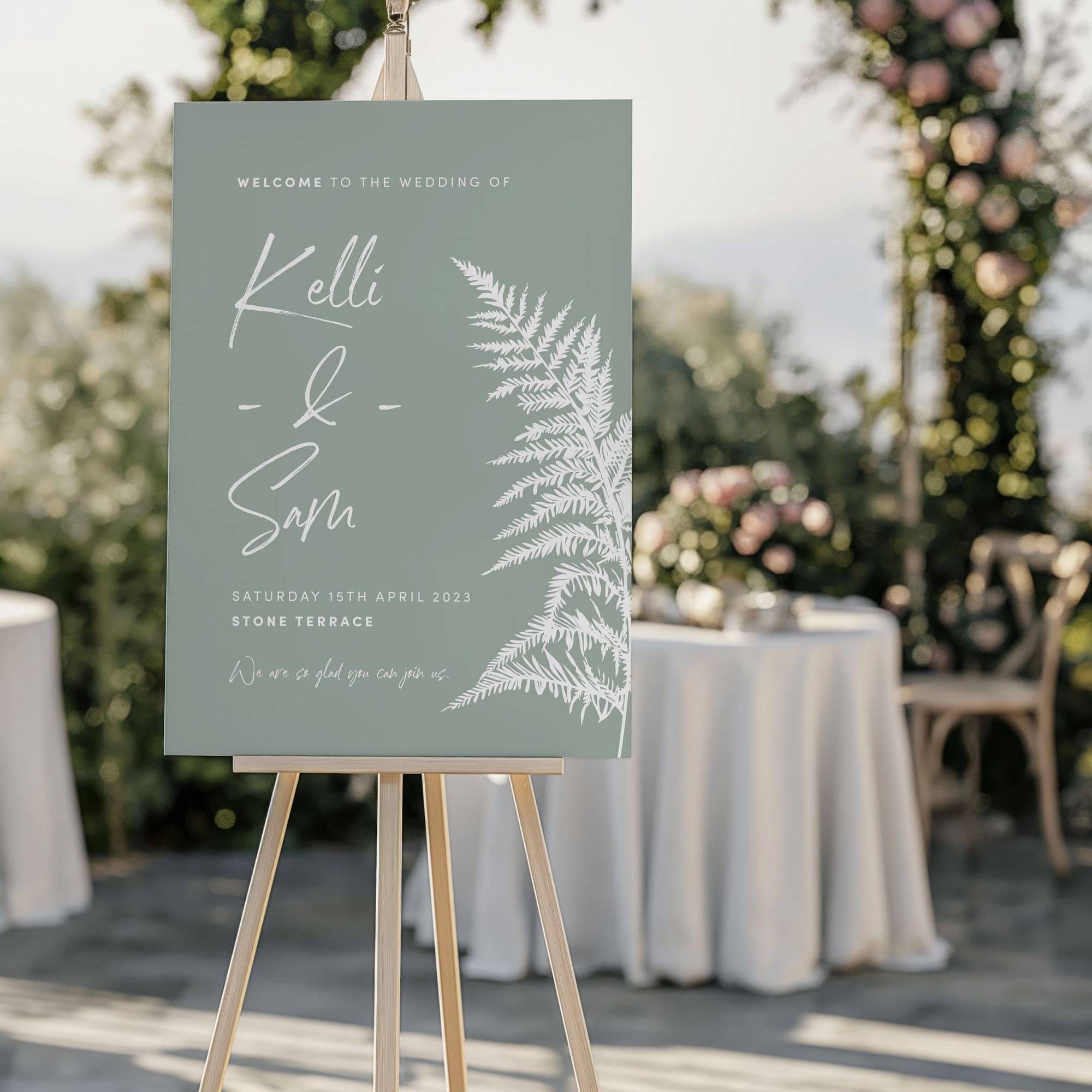 Silver Fern Wedding Welcome Signage Design | Wedding Graphic Design