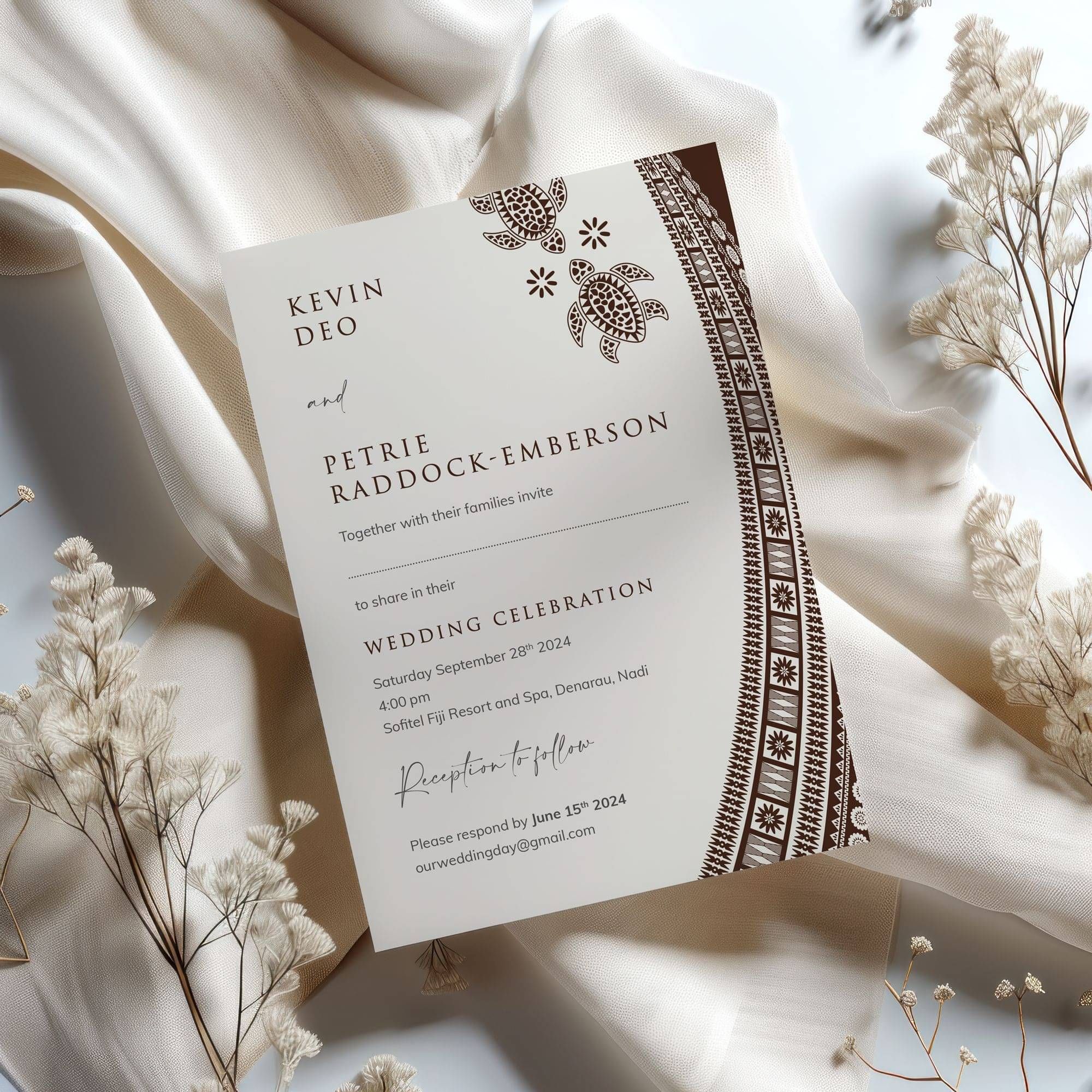 Turtle Wedding Invite Design | Wedding Stationery Design Tauranga
