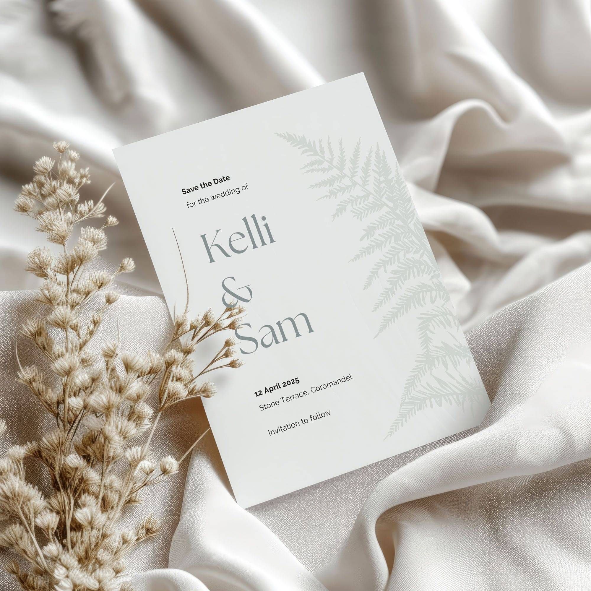 wedding invitation suite New Zealand minimal botanical design