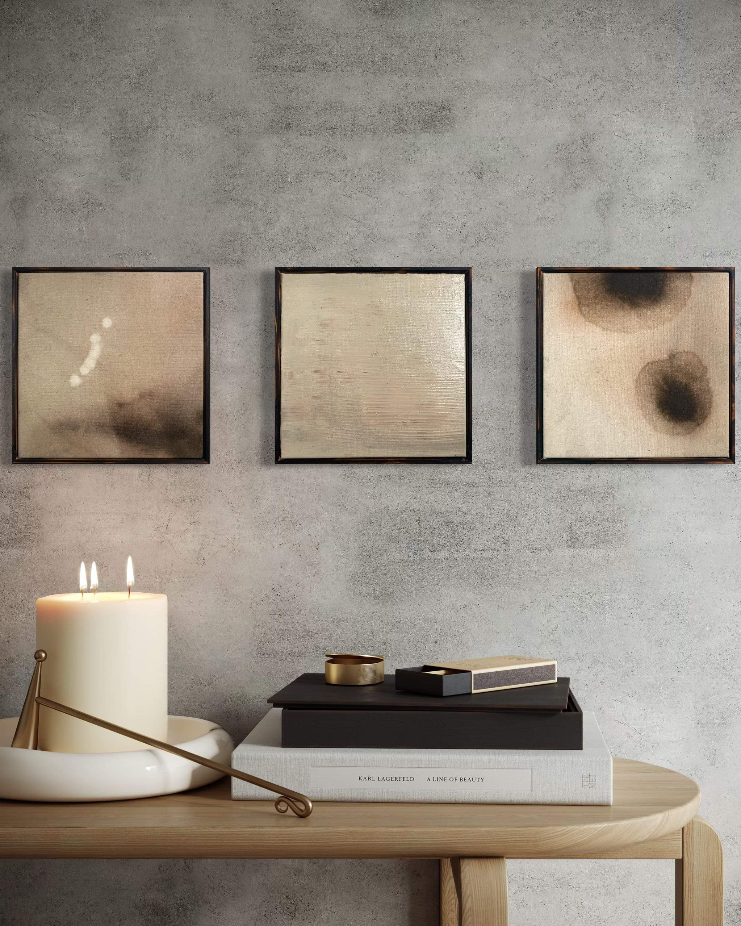 Diptych abstract painting titled Notes of Earth and Fire