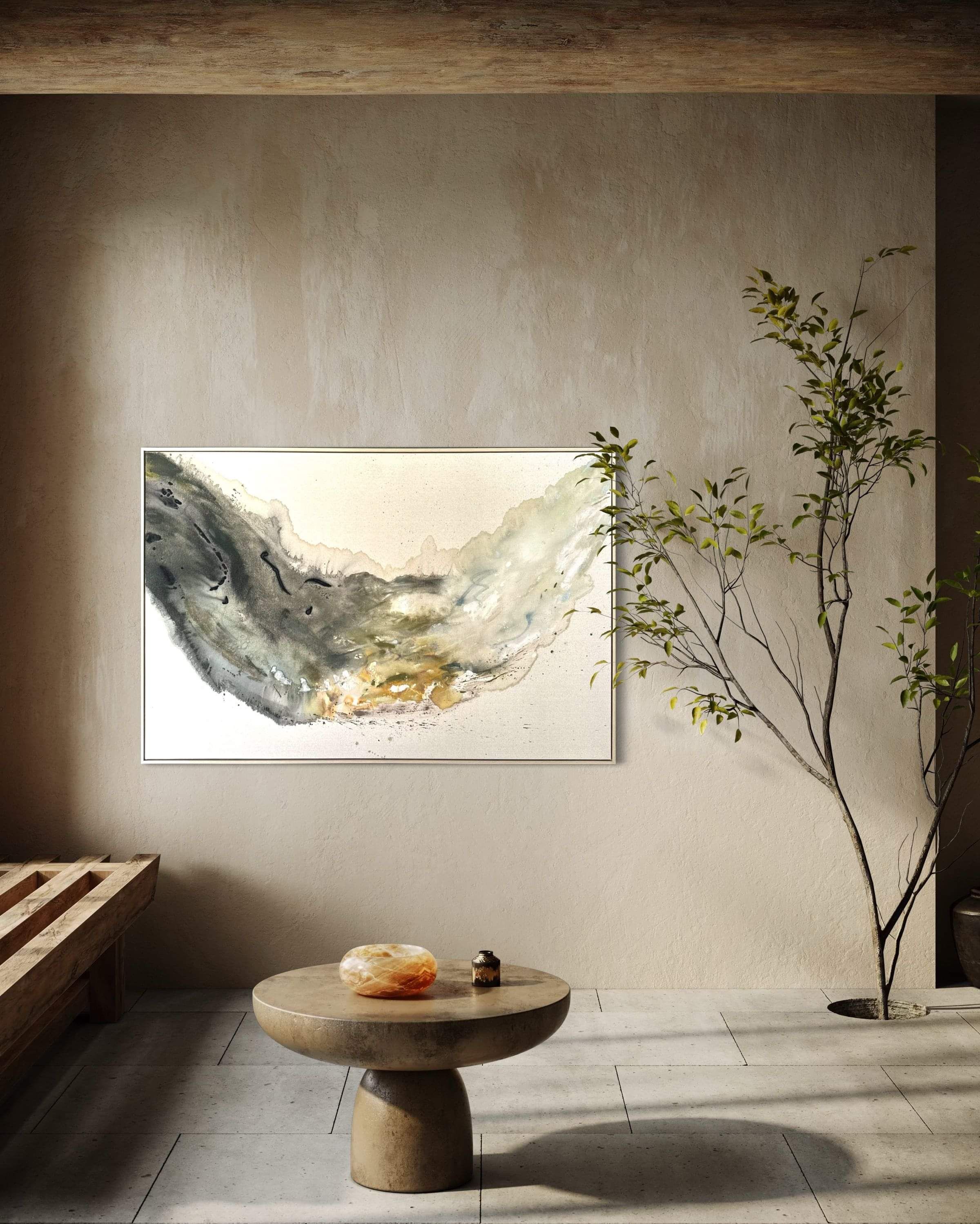 Diptych abstract painting titled Notes of Earth and Fire