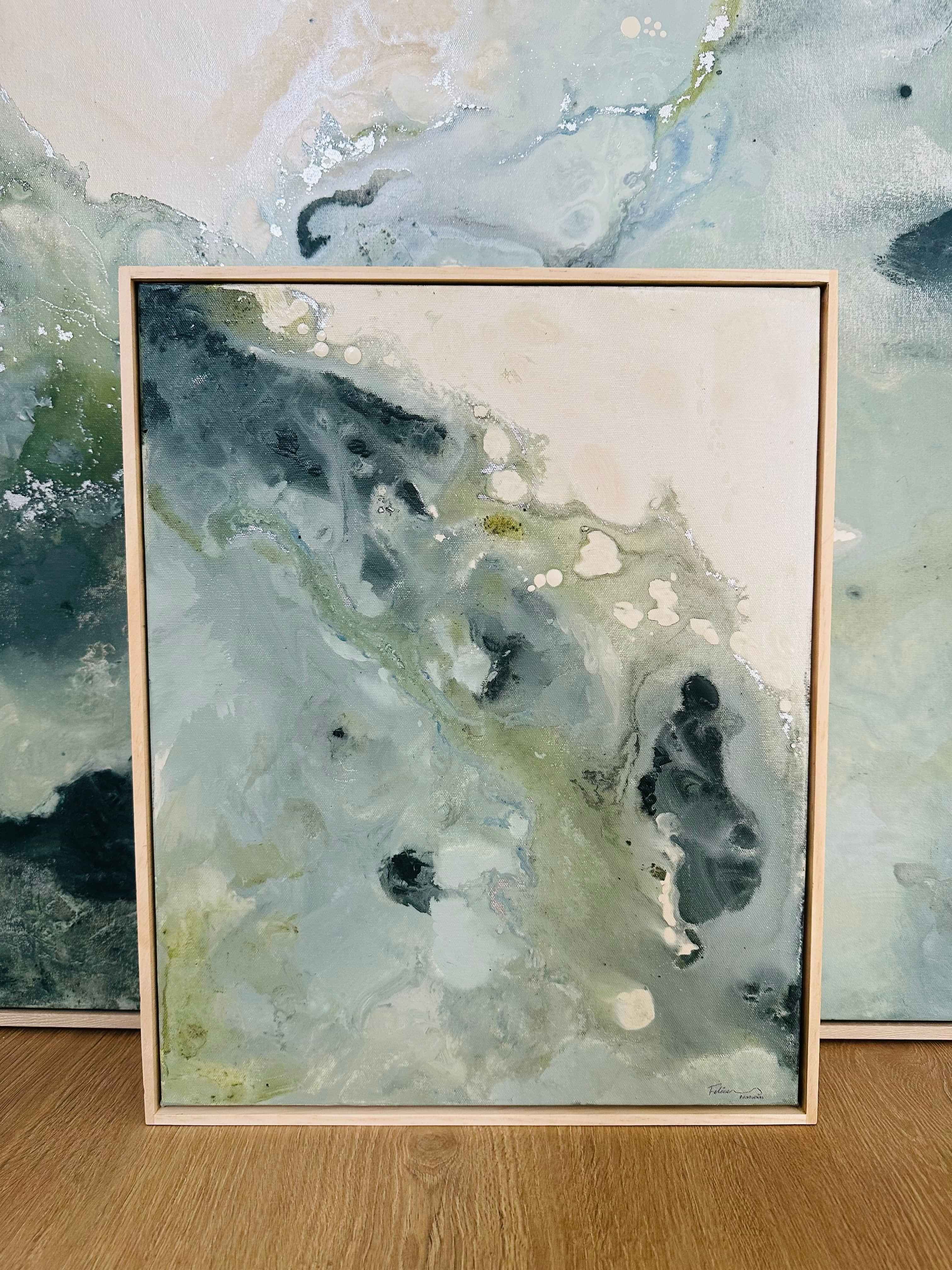 Diptych abstract painting titled Notes of Earth and Fire