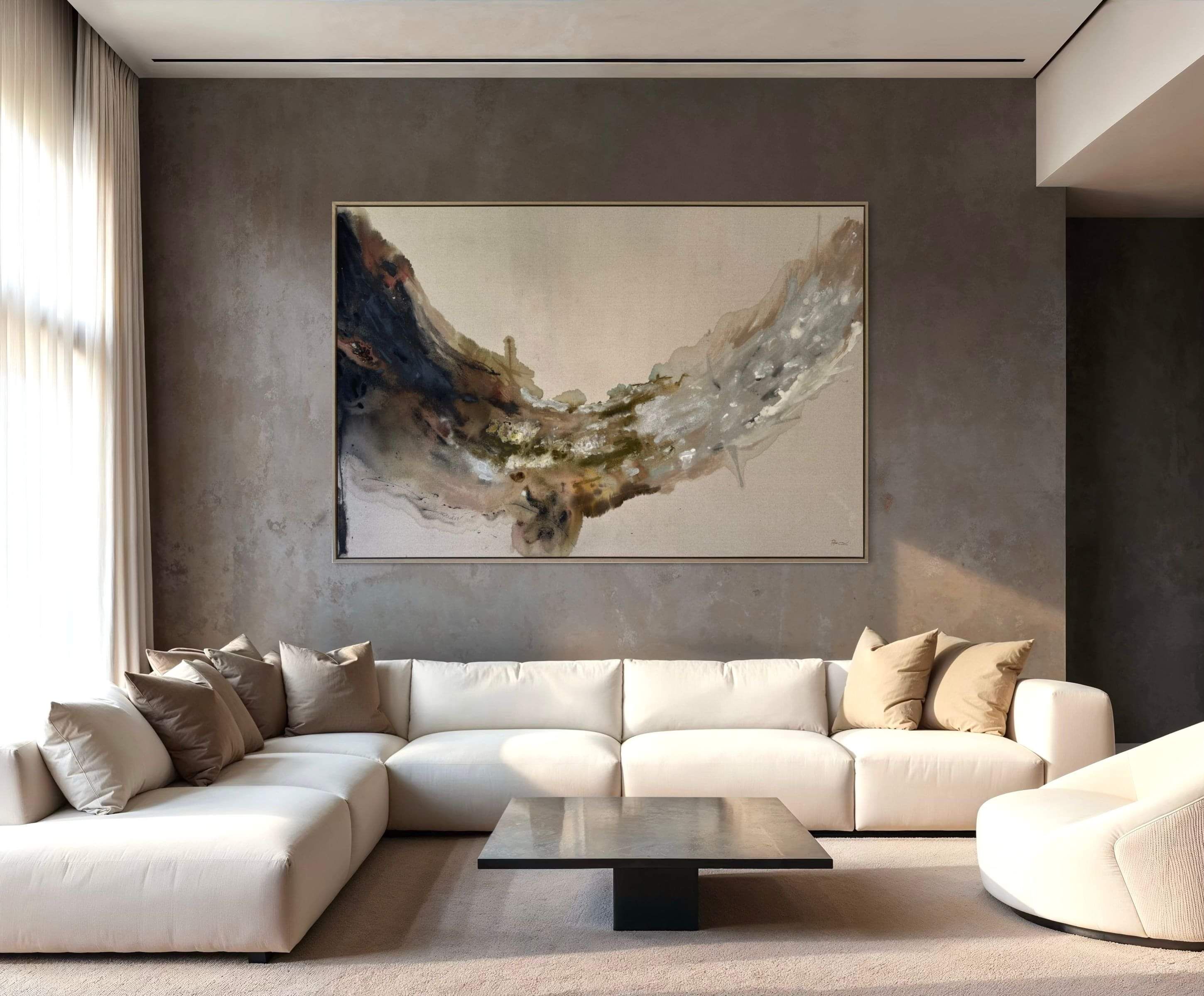 Diptych abstract painting titled Notes of Earth and Fire