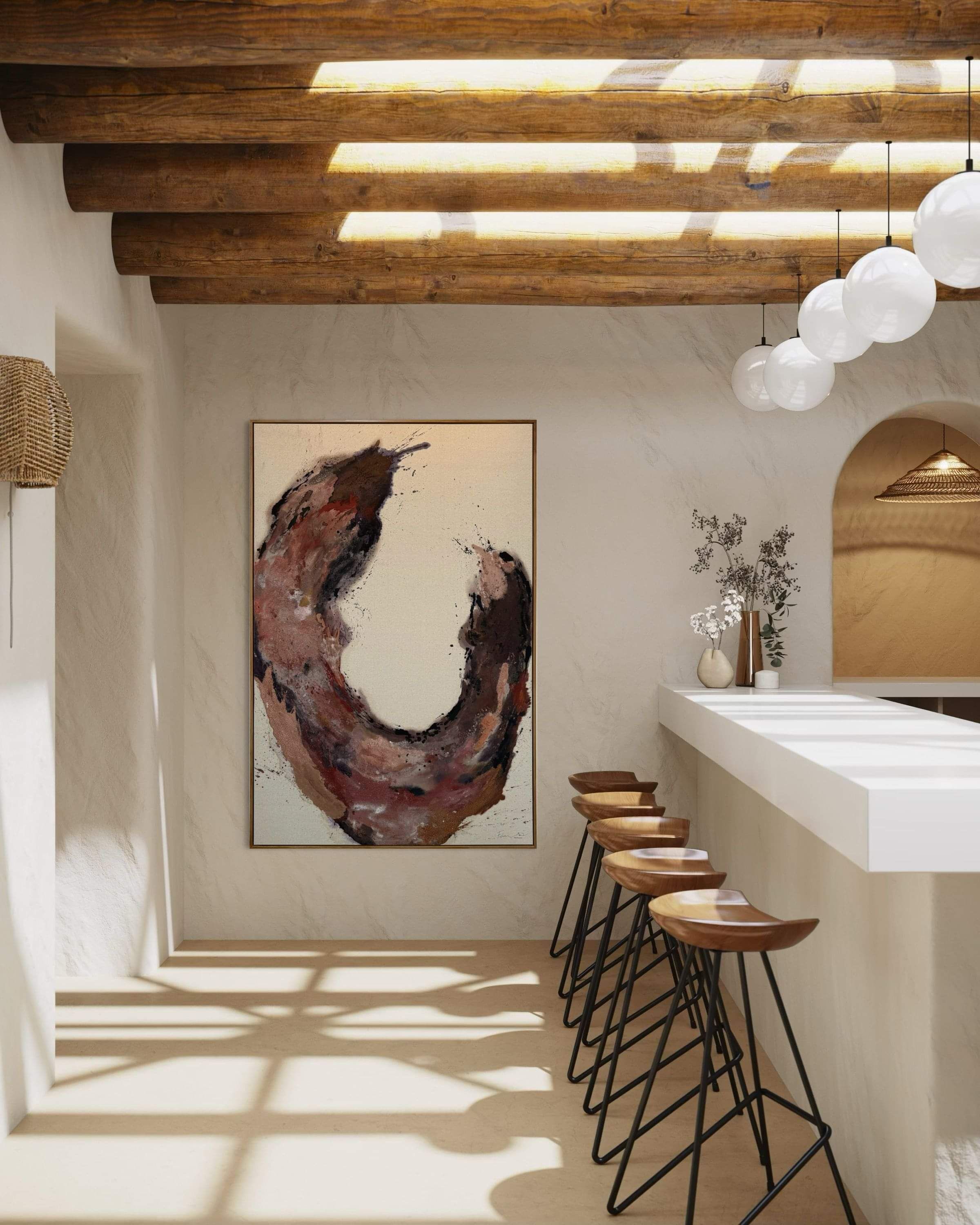 Diptych abstract painting titled Notes of Earth and Fire