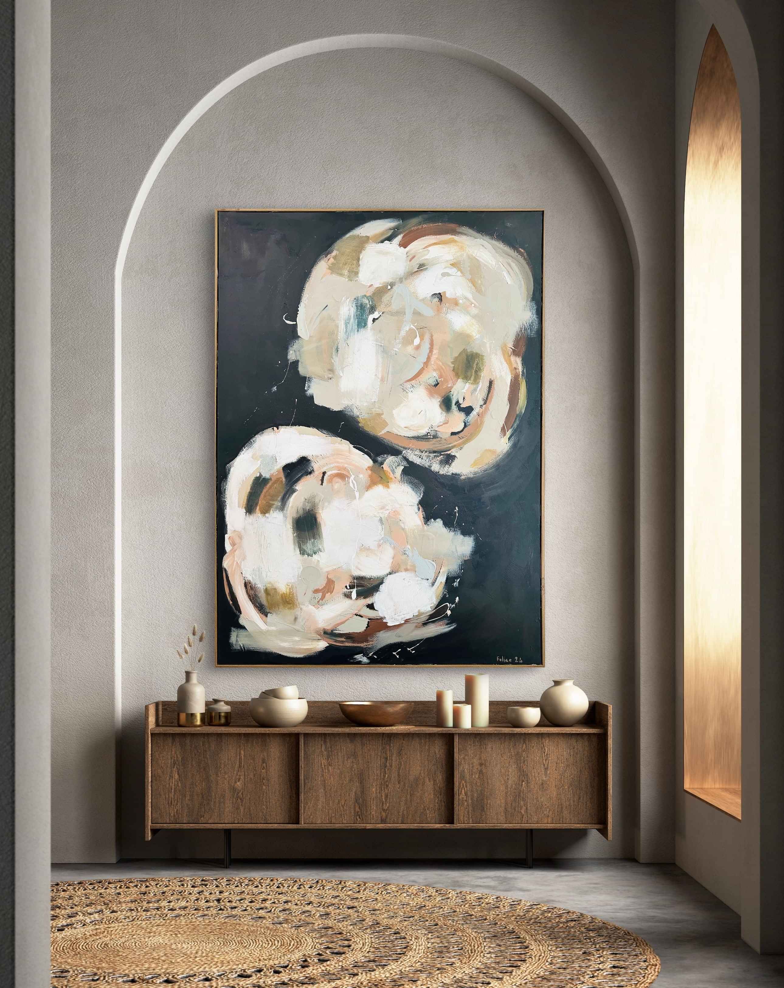 Diptych abstract painting titled Notes of Earth and Fire