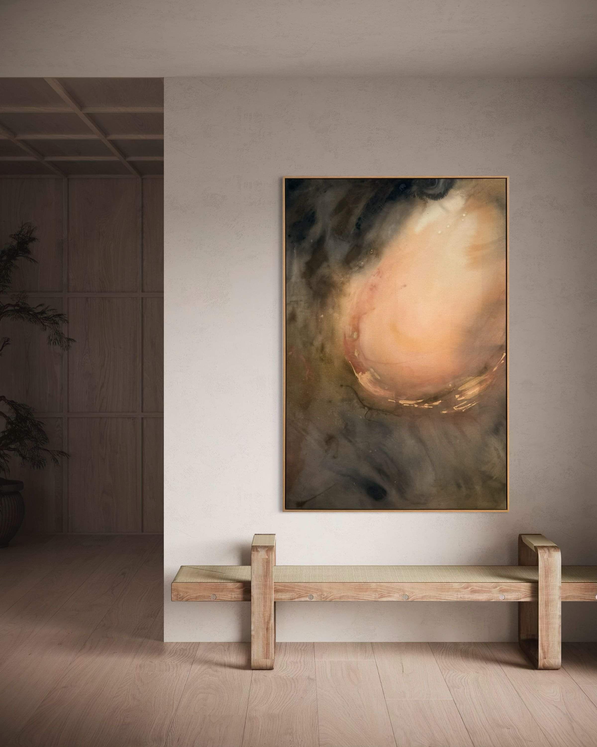 Diptych abstract painting titled Notes of Earth and Fire