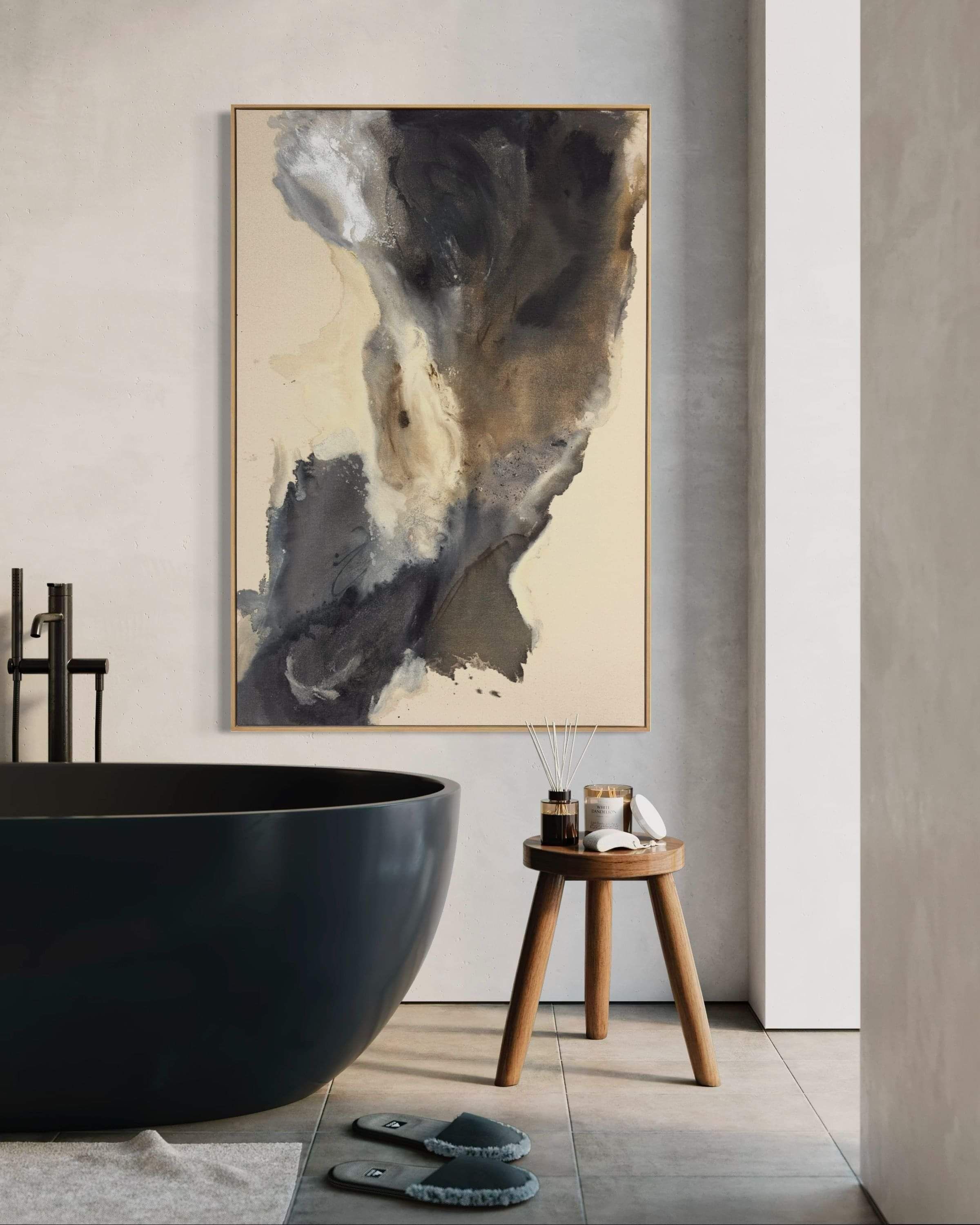 Diptych abstract painting titled Notes of Earth and Fire