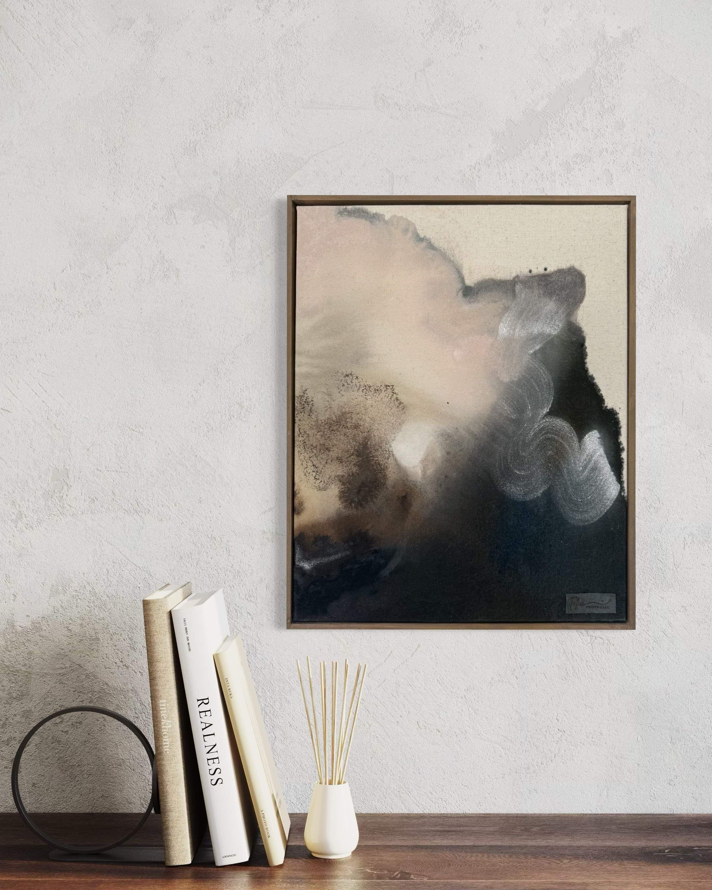 Diptych abstract painting titled Notes of Earth and Fire