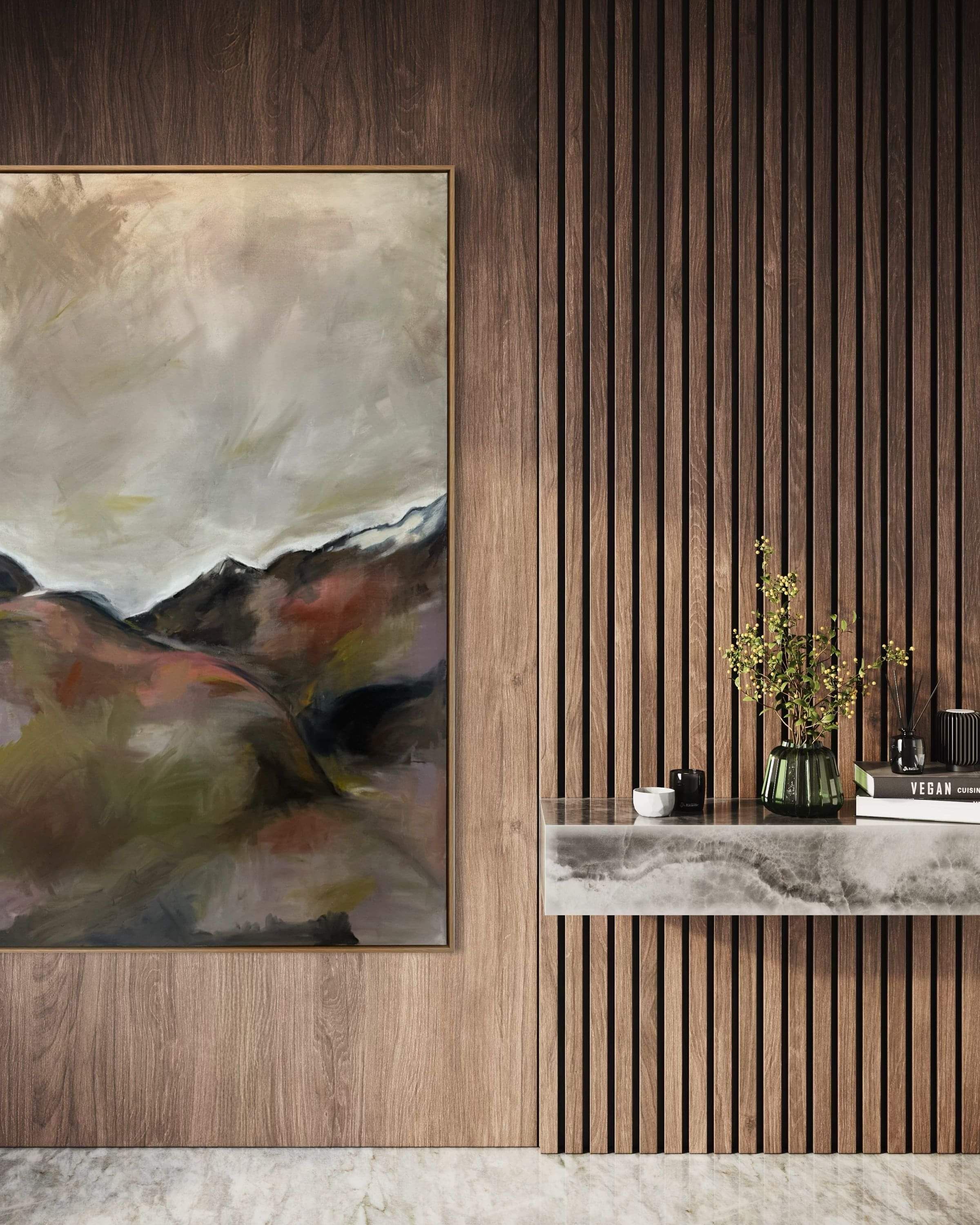 Diptych abstract painting titled Notes of Earth and Fire