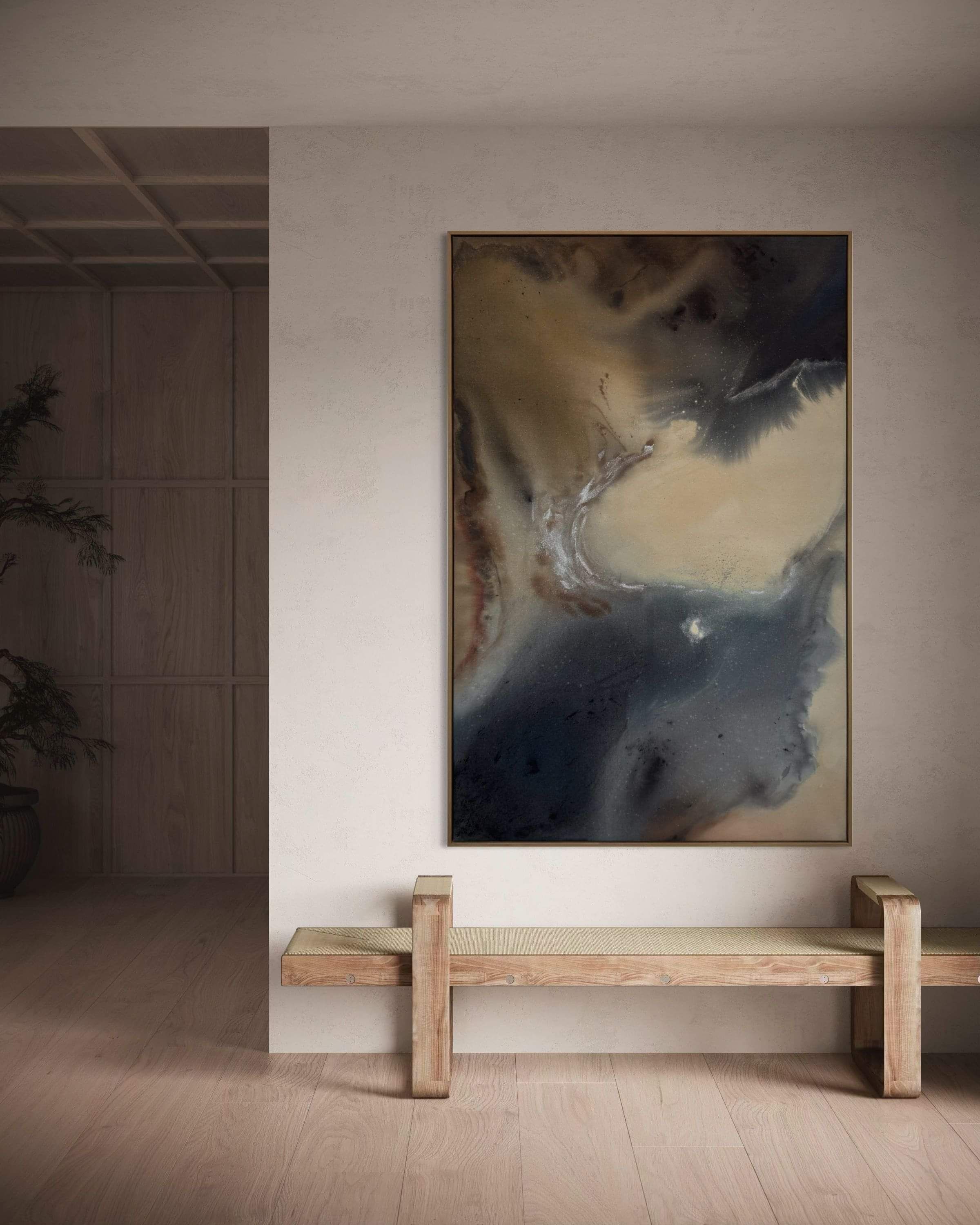 Diptych abstract painting titled Notes of Earth and Fire